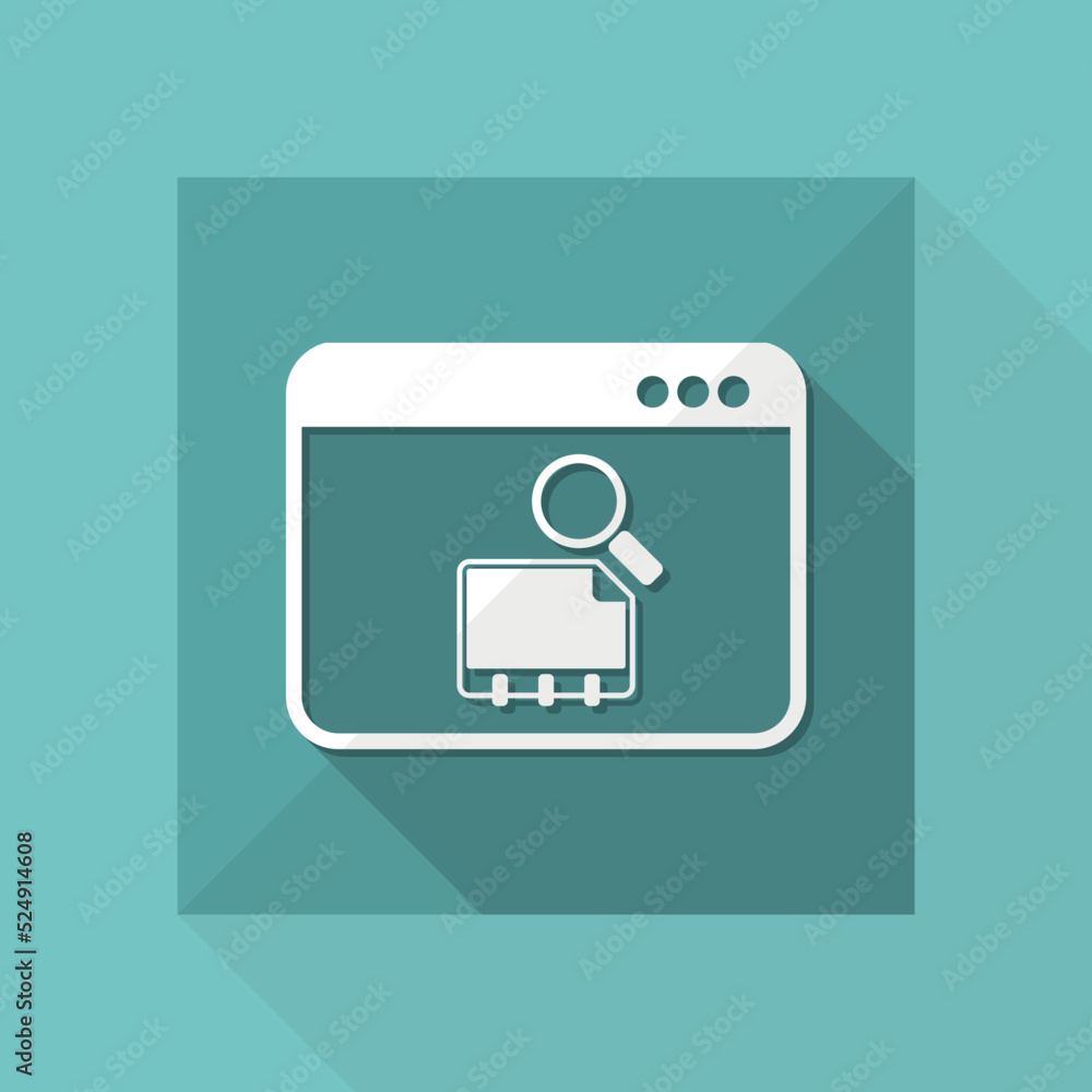 Poster find contact on computer - vector flat icon