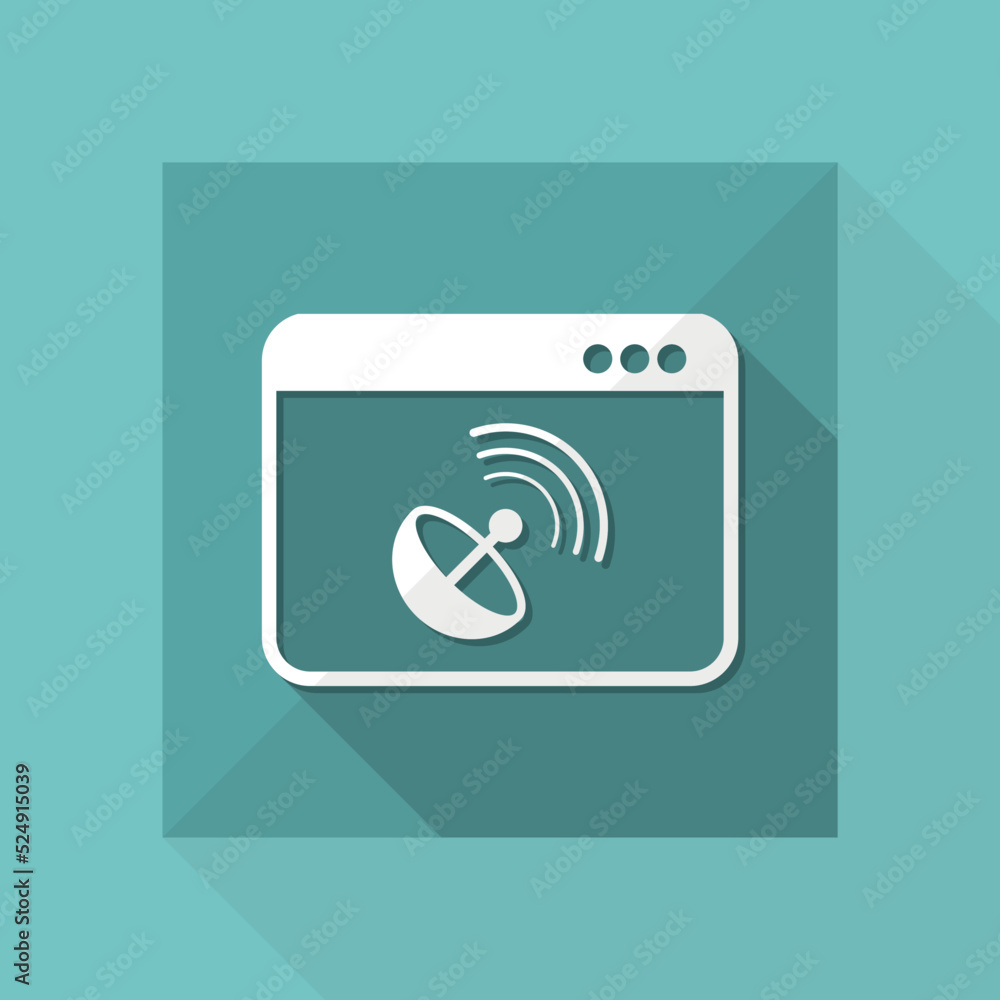 Poster computer and antenna connection - vector flat icon