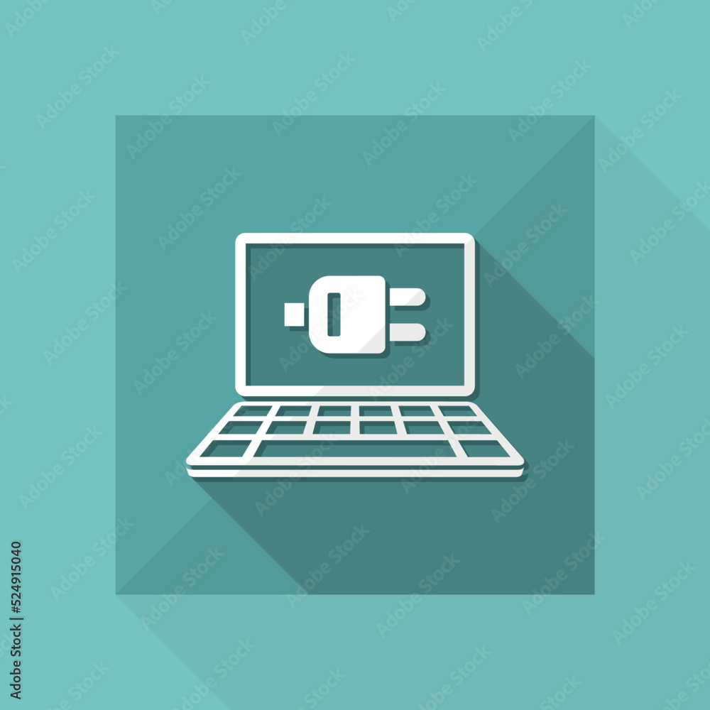 Poster computer plug connection - vector flat icon