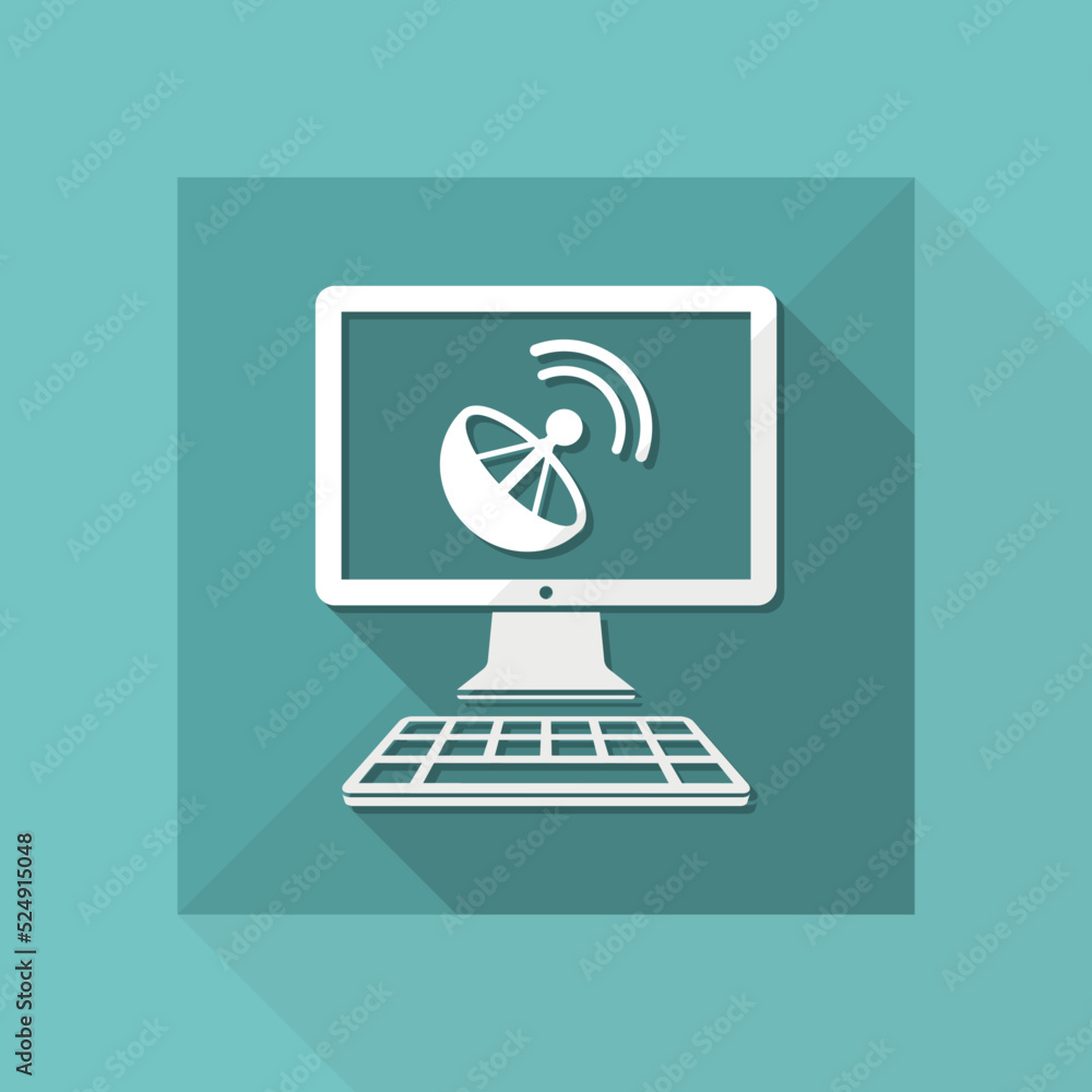 Poster satellite computer application - vector flat icon