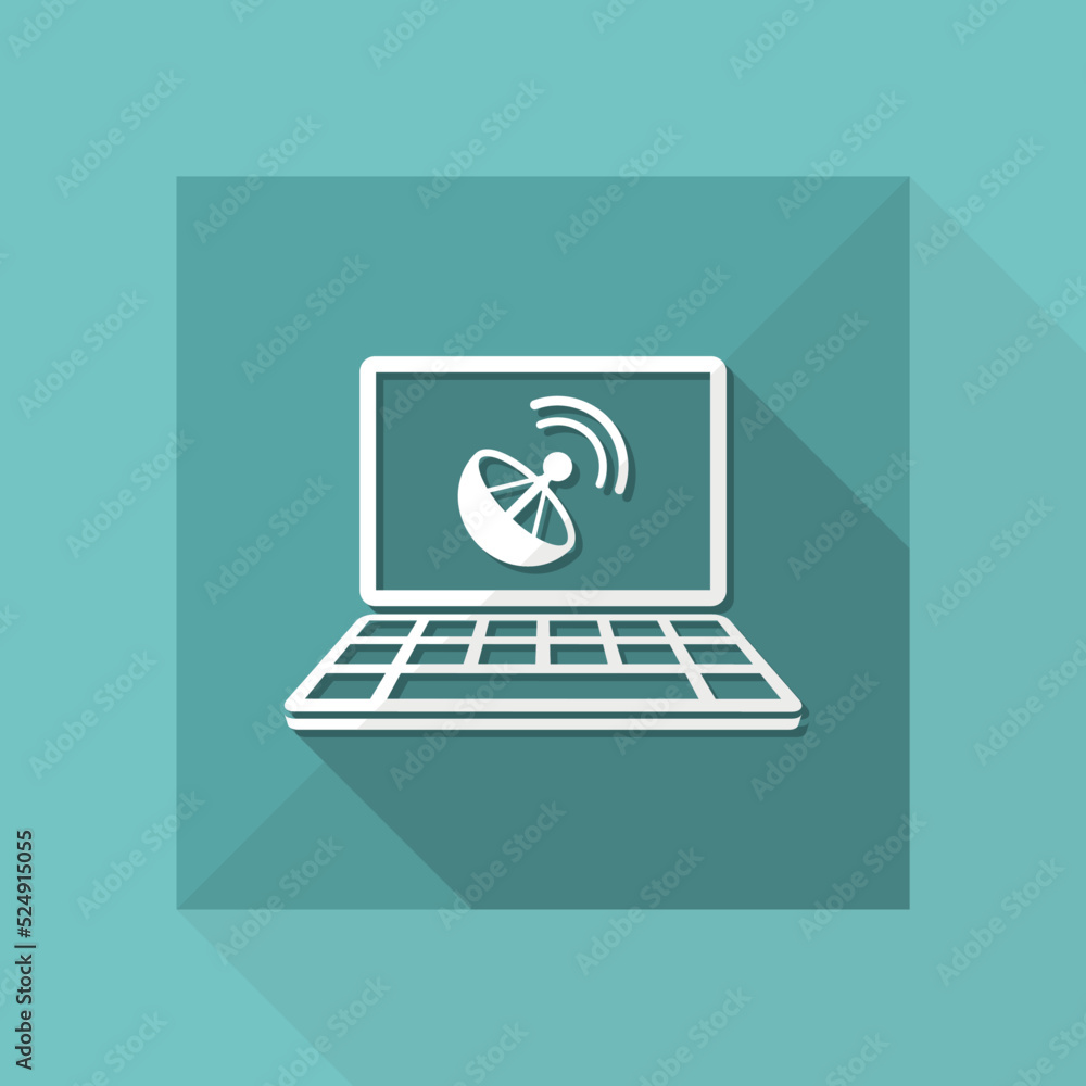 Poster satellite computer application - vector flat icon