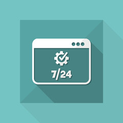 7/24 computer check - Vector flat icon
