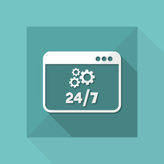 Technical computer support 24/7 - Vector flat icon