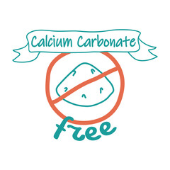 Calcium carbonate free quality, product sticker