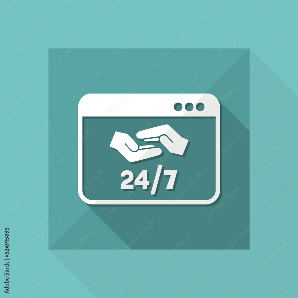 Poster 24/7 computer support - vector flat icon