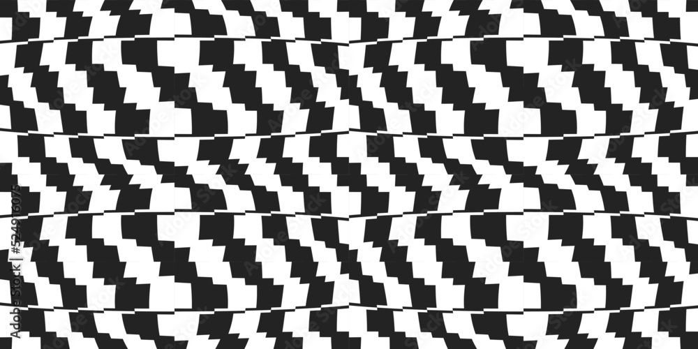Poster checkered black and white slightly curly pattern for seamless print. vector with black and white wav