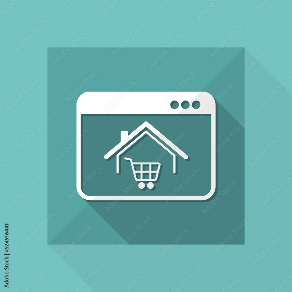 Wall mural e-shopping and house delivery - vector icon for computer website or application