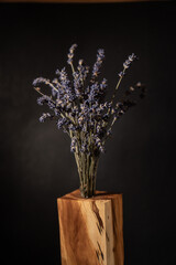 Levander in a handfraft wooden vase