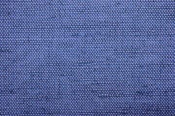 Texture of blue burlap fabric as background, top view