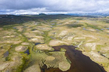 Aerial summer beautiful view near the Skiftessjøen, Norway