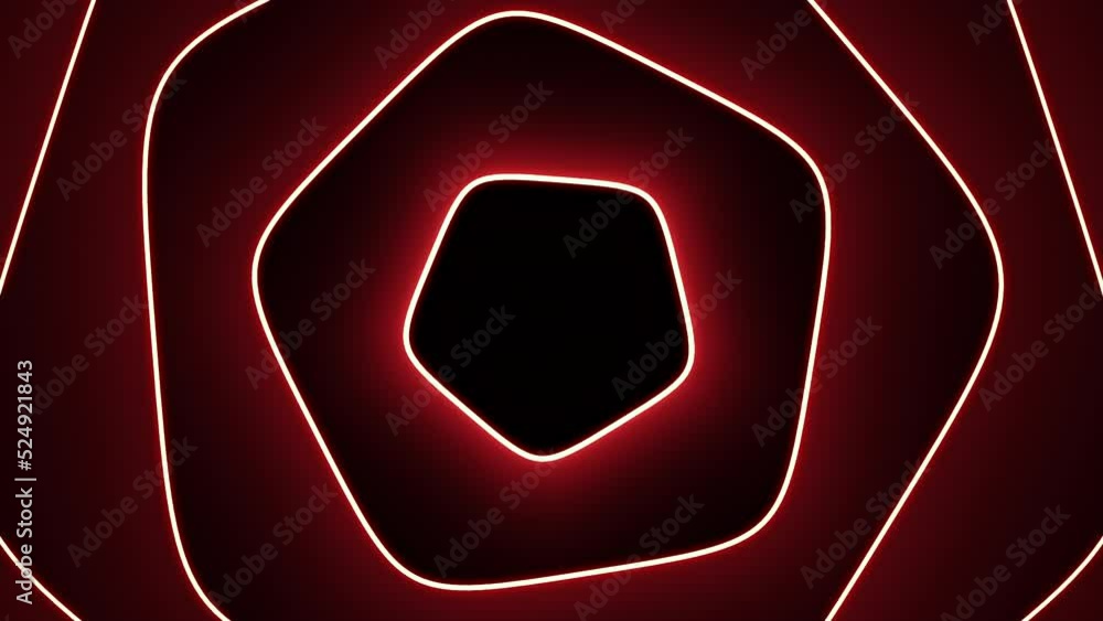 Poster moving pentagons. motion. pulsating waves of geometric shapes. pentagons move in rotating pulsating 