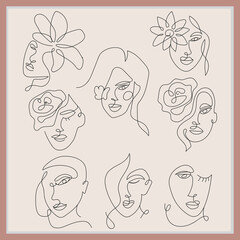 Abstract line art design women face 