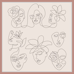 Abstract line art design women face 