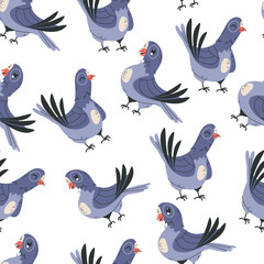 Pigeon city urban birds seamless pattern background concept. Vector isolated graphic design illustration