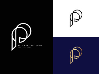 PO minimal logo or OP  modern logo, golden, creative, minimal, icon, letter, initials, and monogram logo design. free vector files
