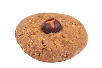 Gluten-free cookies with cocoa and nuts on a white background, isolate. A healthy eating concept