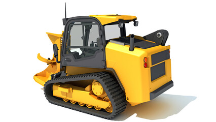 Fototapeta premium Mini Tracked Skid Loader Construction machinery 3D rendering on white background