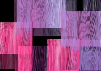 Pink and purple wooden illusion on black background. Illustration for background, wallpaper et al. 