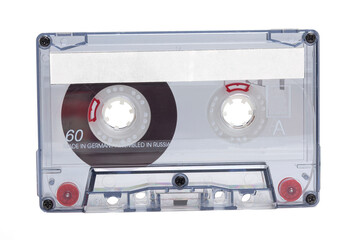 Old audio cassette isolated on a white background