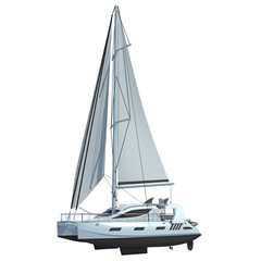 Sailing Yacht 3D rendering on white background