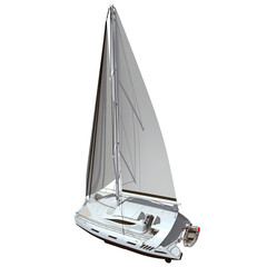 Sailing Yacht 3D rendering on white background