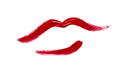 Stylized drawing of female lips painted with red lipstick, isolated on white background.