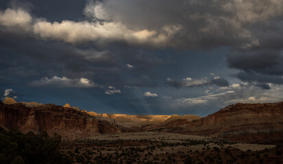 Vast Capitol Reef National Park with Subtle Sun Rays