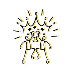 vector illustration of Stickman Figure and Crown Logo Sign