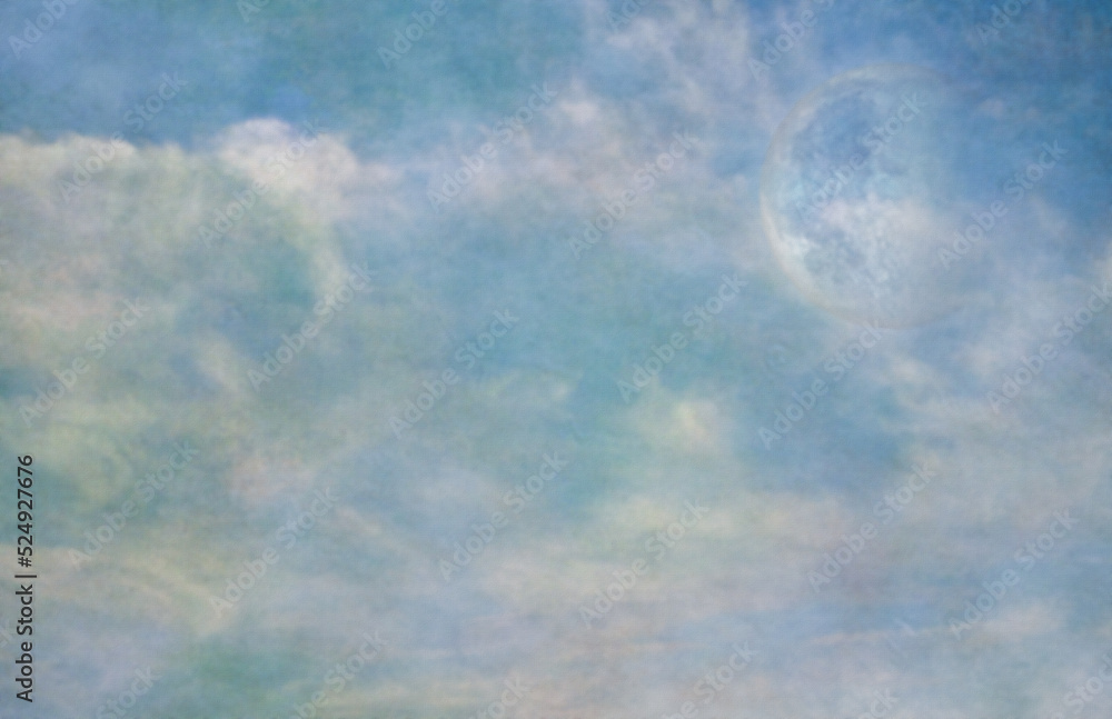 Wall mural moon in blue cloudy sky