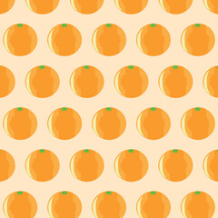 Seamless pattern of oranges and leaves on white. Fruit vector background
