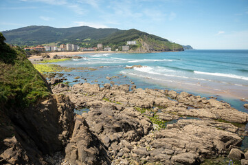 Atlantic ocean bay in Bakio, small touristic village near Bilbao, Basque Country, Spain
