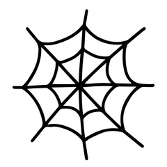 Vector spider web doodle illustration. Hand drawn doodle spider web isolated