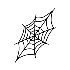 Vector spider web doodle illustration. Hand drawn doodle spider web isolated