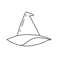 Vector doodle witch hat isolated illustration. Hand drawn witch hat for halloween clip art.