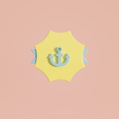 3d medal coin with anchor icon