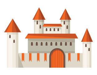 Medieval kingdom castle or royal fortress. Fairy-tale buildind of middle ages historic period. Vector building exterior design © the8monkey