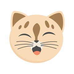 Cat head emoticon. Funny decorative drawn cat face character or avatar. Vector illustration of domestic pet
