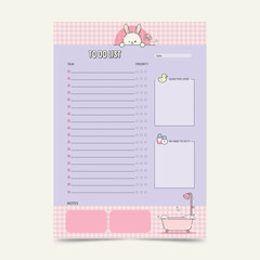 Cute to do list with cartoon bunny