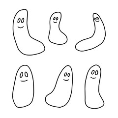 Hand drawn doodle ghost illustration. Vector simple ghost set sketch isolated