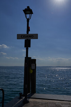 Bardolino, Italy - July 11, 2022 - Cisano - the small boat harbor on a summer afternoon       