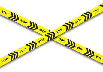 Warning and danger crossed tapes isolated. Police and crime lines. Caution tape. Seamless barrier tape. Vector illustration