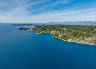 Fototapeta na wymiar Aerial shot of the island Korcula near Vela Luka