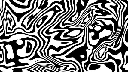 Vector liquid black and white background with zigzags. Striped illustration