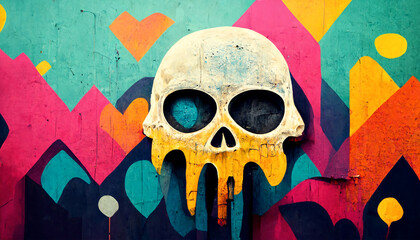 skull graffiti on the wall