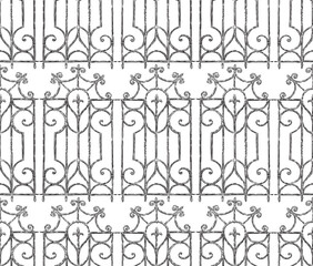 Seamless pattern from sketches of vintage decorative window grille - obrazy, fototapety, plakaty
