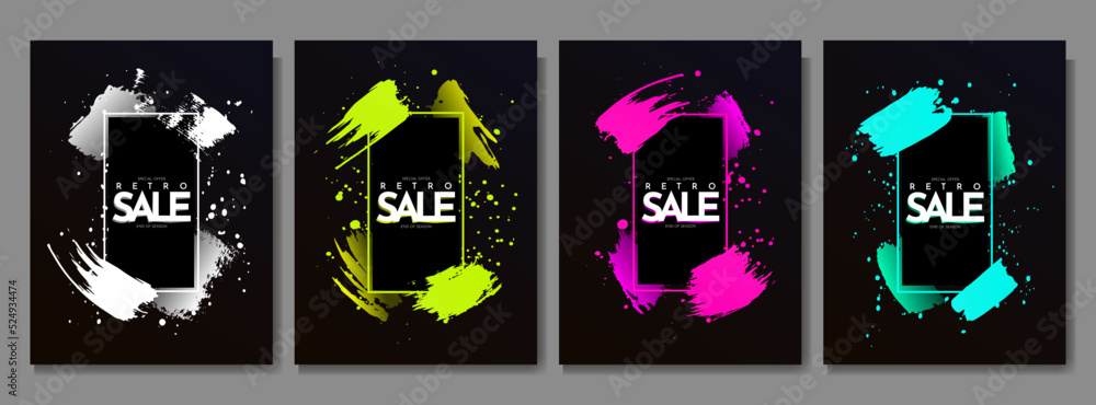 Poster vector frame for text. modern art graphics. dynamic frame stylish geometric black background. elemen