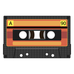 VIntage video tape or music cassette icon flat illustration isolated on white.