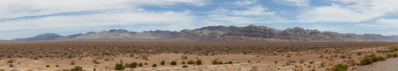 American Mountain Landscape in the desert. Sunny Cloudy Sky. Nevada, United States of America....
