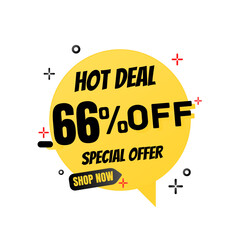 66% percent off(offer), hot deal, red and yellow 3D super discount sticker, mega sale. vector illustration, Sixty six