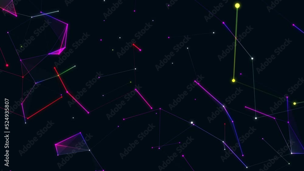 Poster animated glowing background. movement of constellations. plexus of dots and lines in starry sky. wor